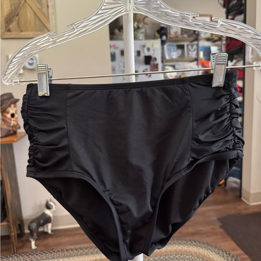 Kona Sol Black High-Waisted Bikini Bottom